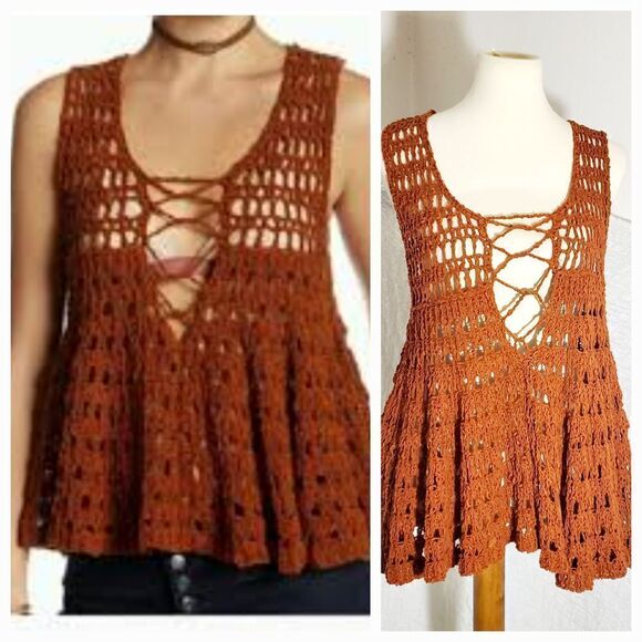 Free People Crochet Top Size Medium - Picture 1 of 11